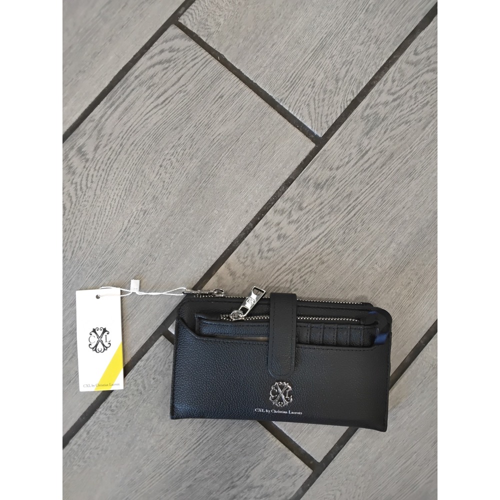 CXL by Christian Lacroix Bryce Pebble ID Fold and Zipper Wallet Black CXLWH24047